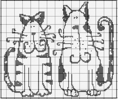 Схемы "Котики и зайчики" для филейного вязания