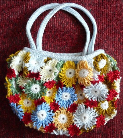 Летняя сумка с цветами крючком (Без перевода)