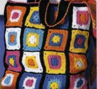Женская сумка из разноцветных квадратов