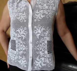 Филейное вязание — блуза без рукавов