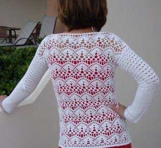 Пуловер с кружевным узором