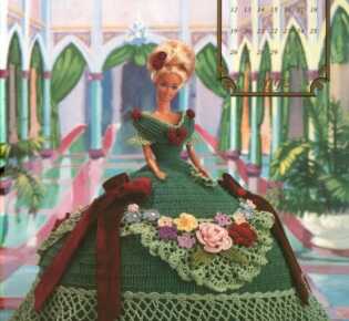 Зеленое платье с розами для Барби