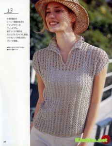 Женский летний пуловер крючком (Без перевода)