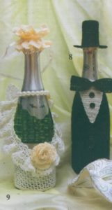 Чехлы на бутылки "Жених и невеста" крючком