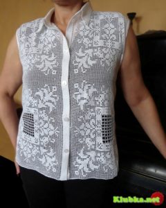 Филейное вязание - блуза без рукавов